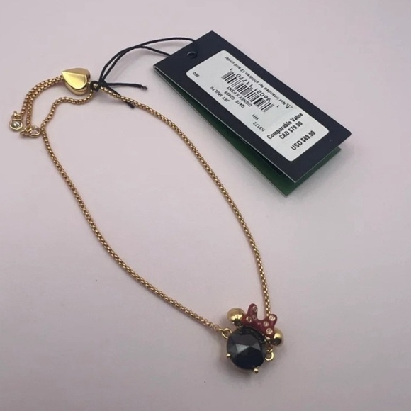 NWT Disney x Kate Spade Minnie Mouse Earrings & Necklace Set | Gold Black Red CZ - Picture 11 of 12